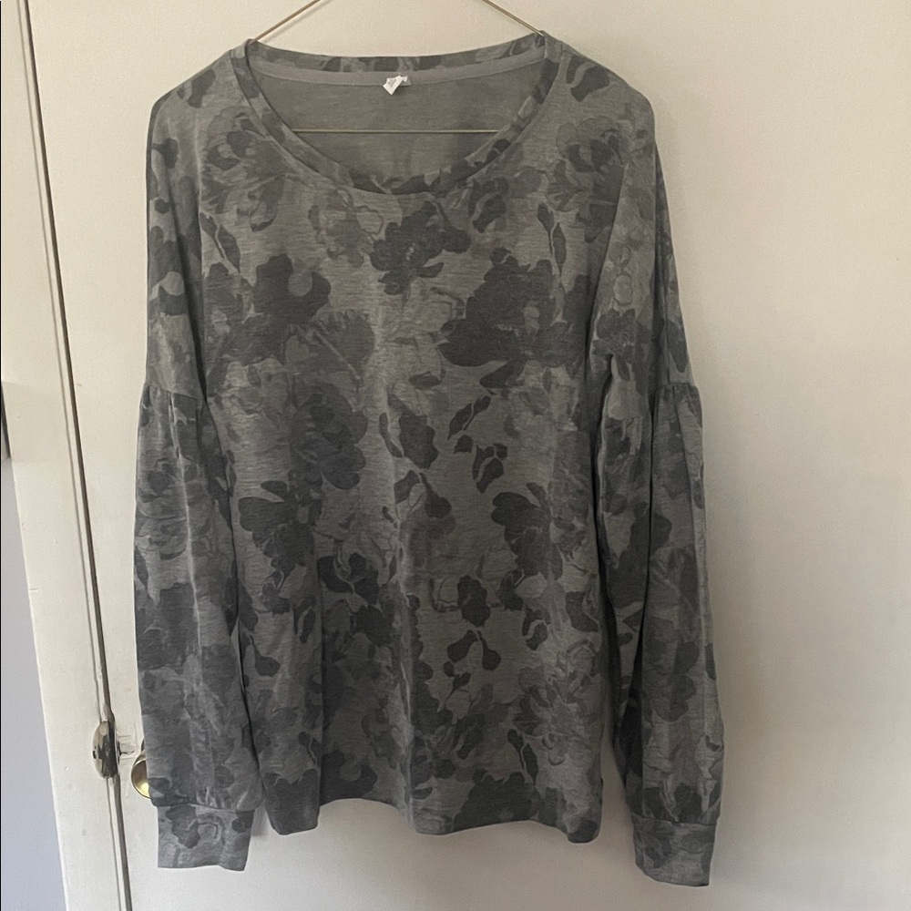 Ideology Charcoal Floral Long Sleeve Top